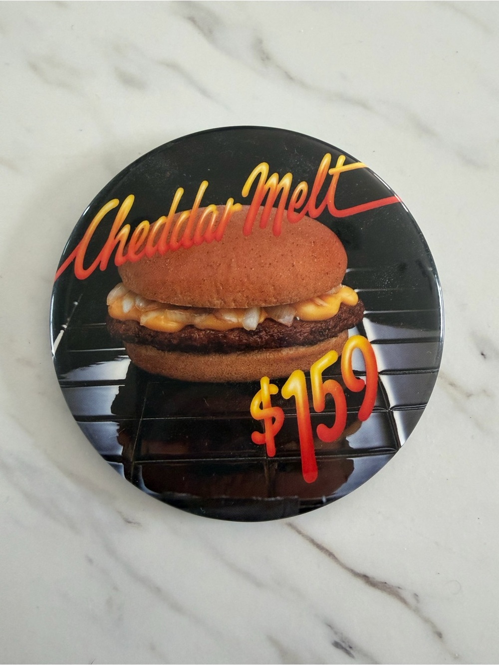 2 for $8 - McDonalds Cheddar Melt Retro Pin - $1.59 Burger Graphic - Retro
